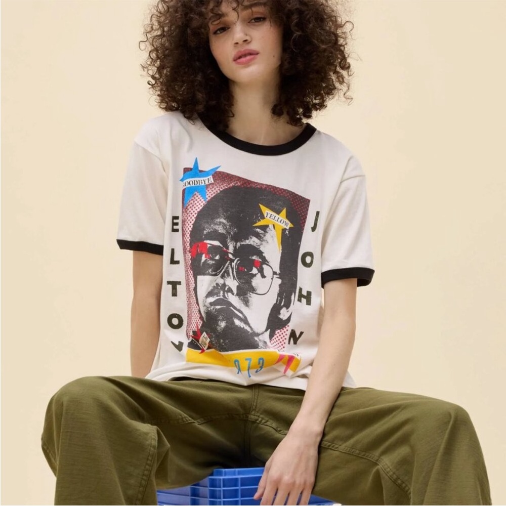 Daydreamer Elton John 1973 Pop Art Oversized Ringer Tee